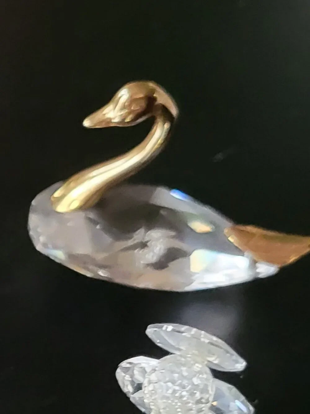 Lot of 4 Crystal miniature Figurines: Angel Swan duck Bird, Bear Dragon w/ Brass
